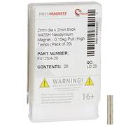 Magnet Expert 2 mm de diamètre x 2 mm d'épaisseur N42SH Aimant Néodyme - Pull 0.15 kg (haute température) (paquet de 20), Argent