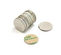 Magnet Expert Adhésif de 20 mm de diamètre x 1.5 mm N42 aimant néodyme - Pull 2 kg (Nord) (paquet de 10), Argent