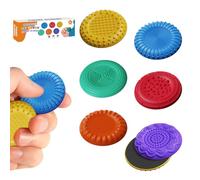 Magnet Fidget Slider Rund - Silikon mit 6 Texturen für Autismus & ADHS, Kinder & Erwachsene - Geräuschloses Anti-Stress-Spielzeug zur Konzentration - Geschenk für Büro, Schule & Reisen (6)