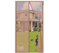 Magnet Fly Screen Door Insect Protection 125 x 215 cm,Moustiquaire pour Porte avec Aimant à Fermeture Automatique,Rideau Anti-moustique Magnetique avec Bande pour Porte Fenêtre/Balcon - Marron