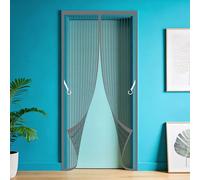 Magnet Fly Screen Door Insect Protection 140 x 266 cm Sans Perçage, Installation Facile Mouche Insectes Rideau Porte Se Ferme Tout Seul pour Balcon, Cave et Terrasse, Gris