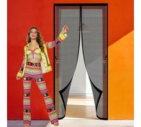 Magnet Fly Screen Door Insect Protection 60 x 189 cm Fermeture Automatique, Sans Perçage Mosquito Net Anti Poussière pour Porte Exterieur, Balcon, Camping Car, Terrasse, Noir