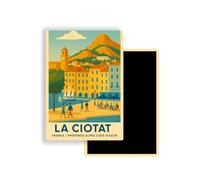 Magnet Frigo Ville Touristique de France Style Affiche rétro - 90 Modèles au Choix - Souvenirs Vacances - Aimant Réfrigérateur - Cadeau Original (La Ciotat)