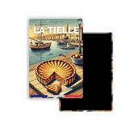 Magnet Frigo Ville Touristique de France Style Affiche rétro - 90 Modèles au Choix - Souvenirs Vacances - Aimant Réfrigérateur - Cadeau Original (La Tielle)