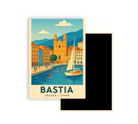 Magnet Frigo Ville Touristique de France Style Affiche rétro - 90 Modèles au Choix - Souvenirs Vacances - Aimant Réfrigérateur - Cadeau Original (Bastia)