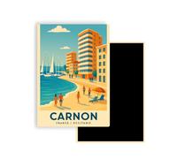 Magnet Frigo Ville Touristique de France Style Affiche rétro - 90 Modèles au Choix - Souvenirs Vacances - Aimant Réfrigérateur - Cadeau Original (Carnon)
