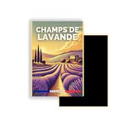 Magnet Frigo Ville Touristique de France Style Affiche rétro - 90 Modèles au Choix - Souvenirs Vacances - Aimant Réfrigérateur - Cadeau Original (Champs de Lavande)