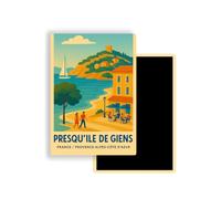 Magnet Frigo Ville Touristique de France Style Affiche rétro - 90 Modèles au Choix - Souvenirs Vacances - Aimant Réfrigérateur - Cadeau Original (Presqu'ile de Giens)