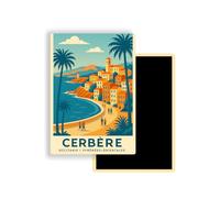 Magnet Frigo Ville Touristique de France Style Affiche rétro - 90 Modèles au Choix - Souvenirs Vacances - Aimant Réfrigérateur - Cadeau Original (Cerbere)