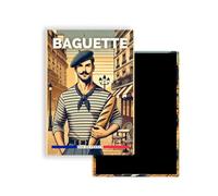 Magnet Frigo Ville Touristique de France Style Affiche rétro - 90 Modèles au Choix - Souvenirs Vacances - Aimant Réfrigérateur - Cadeau Original (Baguette)