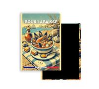 Magnet Frigo Ville Touristique de France Style Affiche rétro - 90 Modèles au Choix - Souvenirs Vacances - Aimant Réfrigérateur - Cadeau Original (Bouillabaisse)