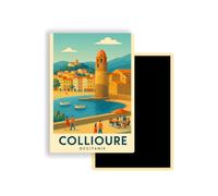 Magnet Frigo Ville Touristique de France Style Affiche rétro - 90 Modèles au Choix - Souvenirs Vacances - Aimant Réfrigérateur - Cadeau Original (Collioure)