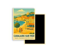 Magnet Frigo Ville Touristique de France Style Affiche rétro - 90 Modèles au Choix - Souvenirs Vacances - Aimant Réfrigérateur - Cadeau Original (Cavalaire-sur-Mer)