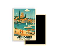 Magnet Frigo Ville Touristique de France Style Affiche rétro - 90 Modèles au Choix - Souvenirs Vacances - Aimant Réfrigérateur - Cadeau Original (Vendres)
