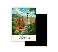 Magnet Frigo Ville Touristique d'europe - 78 Modèles au Choix - Souvenirs Vacances - Aimant Réfrigérateur - Cadeau Original - Rectangle - 1 Unité (Vilnius, Lituanie )