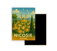 Magnet Frigo Ville Touristique d'europe - 78 Modèles au Choix - Souvenirs Vacances - Aimant Réfrigérateur - Cadeau Original - Rectangle - 1 Unité (Nicosie, Chypre )