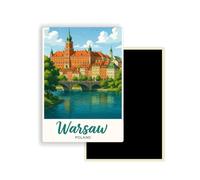 Magnet Frigo Ville Touristique d'europe - 78 Modèles au Choix - Souvenirs Vacances - Aimant Réfrigérateur - Cadeau Original - Rectangle - 1 Unité (Varsovie, Pologne )