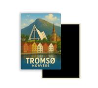 Magnet Frigo Ville Touristique d'europe - 78 Modèles au Choix - Souvenirs Vacances - Aimant Réfrigérateur - Cadeau Original - Rectangle - 1 Unité (Tromsø, Norvege)