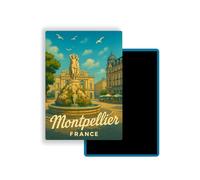 Magnet Frigo Ville Touristique d'europe - 78 Modèles au Choix - Souvenirs Vacances - Aimant Réfrigérateur - Cadeau Original - Rectangle - 1 Unité (Montpellier, France)