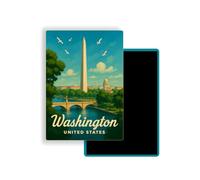 Magnet Frigo Ville Touristique d'europe - 78 Modèles au Choix - Souvenirs Vacances - Aimant Réfrigérateur - Cadeau Original - Rectangle - 1 Unité (Washington, USA)