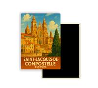 Magnet Frigo Ville Touristique d'europe - 78 Modèles au Choix - Souvenirs Vacances - Aimant Réfrigérateur - Cadeau Original - Rectangle - 1 Unité (Saint-Jacques-de-Compostelle, Espagne )