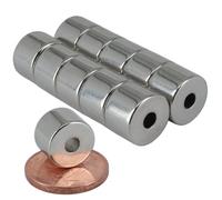 Magnet-Kauf [10 pièces] Aimants en néodyme N52 - Anneaux magnétiques extra forts - Aimants annulaires avec perçage de 3 mm - Anneau rond de 10 mm x 7 mm - Disques plats ronds
