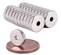 Magnet-Kauf [20 pièces] Anneaux magnétiques en néodyme extra puissants Anneaux magnétiques Aimants avec perçage de 2 mm Rond Anneau 8 mm x 2 mm Disques plats ronds