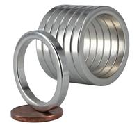 Magnet-Kauf [5 pièces] Aimants en néodyme N52 - Anneaux magnétiques extra forts - Anneaux magnétiques avec perçage de 20 mm - Anneau rond de 25 mm x 3 mm - Disques plats ronds