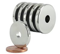 Magnet-Kauf [5 pièces] Aimants en néodyme N52 - Anneaux magnétiques extra forts - Anneaux magnétiques avec perçage de 5 mm - Anneau rond de 20 mm x 3 mm - Disques plats ronds
