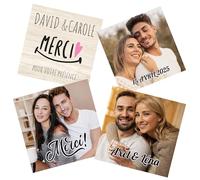 Magnet Mariage Personnalisé en Bois - Souvenir Unique & Élégant - Tarif Dégressif dès 10 Exemplaires (carré, 9cm)