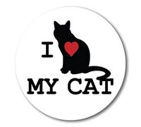 Magnet Me Up J'aime Coeur Mon Chat 5 Pouces Ronde aimantée Decal Heavy Duty imperméable à l'eau 5" Noir Blanc