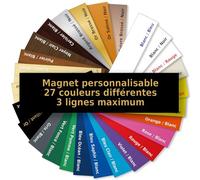 Magnet personnalisé en Acrylique gravé - Texte sur Mesure 1 à 3 Lignes - Plaque 10 x 2,5 cm - Double Aimant néodyme Ultra Puissant - 27 Couleurs & 10 Polices - Usage frigo, Bureau, signalétique