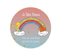 Magnet Petit Prince - Motif Petit Prince sous Un Arc en Ciel avec Son Renard - Dimension 5,5CM