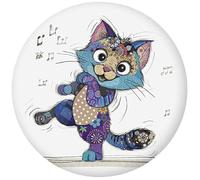 Magnet Rond Animaux et Plantes - Motif Chaton Qui Danse - Dimension 5,5CM