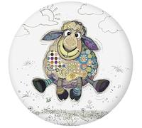 Magnet Rond Animaux et Plantes - Motif Mouton Qui Court - Dimension 5,5CM