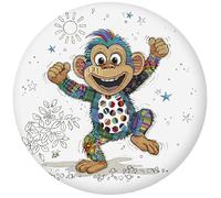 Magnet Rond Animaux et Plantes - Motif Singe Rigolo - Dimension 5,5CM