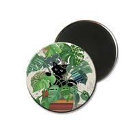 Magnet Rond Chaton dans Une Plante - Dimension 5,5cm