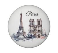 Magnet rond Paris - Monuments emblématiques : Tour Eiffel, Louvre, Notre-Dame - Souvenir de Paris avec aimant Sacré-Cœur, Arc de Triomphe, Montmartre, Panthéon
