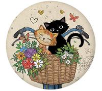 Magnet Rond Paris Tour Eiffel - Motif Chats Amoureux sur Un vélo - Dimension 5,5CM