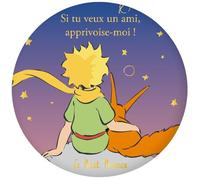 Magnet Rond Petit Prince- Le Petit Prince Assis en Pleine Discussion avec Son Renard -Dimension 5,5CM