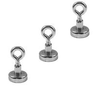 Magnetastico® | 3 pièces aimants avec œillet en néodyme N35 de 16 mm Ø | Force d’attraction de 5.5 kg | 3 pièces aimants en néodyme avec base et oeillet, très puissants et galvanisé