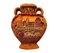 Magnete 3D Florence - Amphora avec Ponte Vecchio, Duomo, Palazo Vecchio - Aimant décoratif pour réfrigérateur et tableau magnétique - Souvenir Ville d'art 7 x 5,5 cm