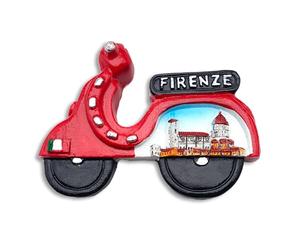 Magnete 3D Florence - Duomo in Scooter Tricolore Italia - Aimant décoratif pour réfrigérateur et tableau magnétique - Souvenir ville d'art et culture - 7,5 x 5,5 cm