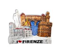 Magnete 3D Florence - Ponte Vecchio, Santa Croce, Le David, Palazzo Vecchio, Duomo - Aimant décoratif pour réfrigérateur et tableau magnétique - Souvenir Ville d'art 7 x 5,5 cm