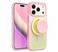Magnetic 2-in-1 Double-Layer Gradient Full-Cover AI Button Case for iPhone 17/16/15/14 Pro Max, Magnetic Gradient Phone Case with Built-in Stand (Pink,16pro)
