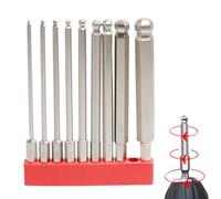 Magnetic Ball End Set, Hex Drill Bit Kit, 9 Piece Driver with Precision Tip, Hardened Steel Screw Tool, Allen Bit with Compact Style, Installation Gear for Construction Work