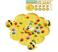 Magnetic Bee Bean Picking & Tabletop Fishing Game, Adjustable Headband, Portable Tabletop Fishing Toys, For Family and Groups, Indoor Outdoor Use (Yellow)