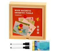 Magnetic Blocks, Wooden Pattern Blocks Set, 8,86 x 8,86 x 2,76 inches Colorful Educational Safe Travel Toys, Geometric Shapes for Kids Boys Girls Home, Imagination, Learning