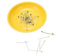 Magnetic Bowl Pin Dish for Sewing, 430 Stainless Steel Magnetic Sewing Pin Holder with 150PCS Bead Needles Storage Tray for Cross Stitch Embroidery (Jaune)
