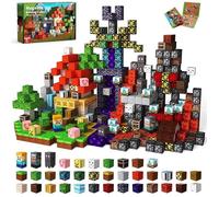 Magnetic building cubes 150 pièces , Jeu de construction de blocs magnétiques type minecraft pour enfants (fantome ) AZZIRIA